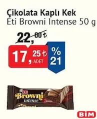 ETİ BROWNİ INTENSE ÇİKOLATA KAPLI KEK 50 G fiyat ve kampanya bilgisi